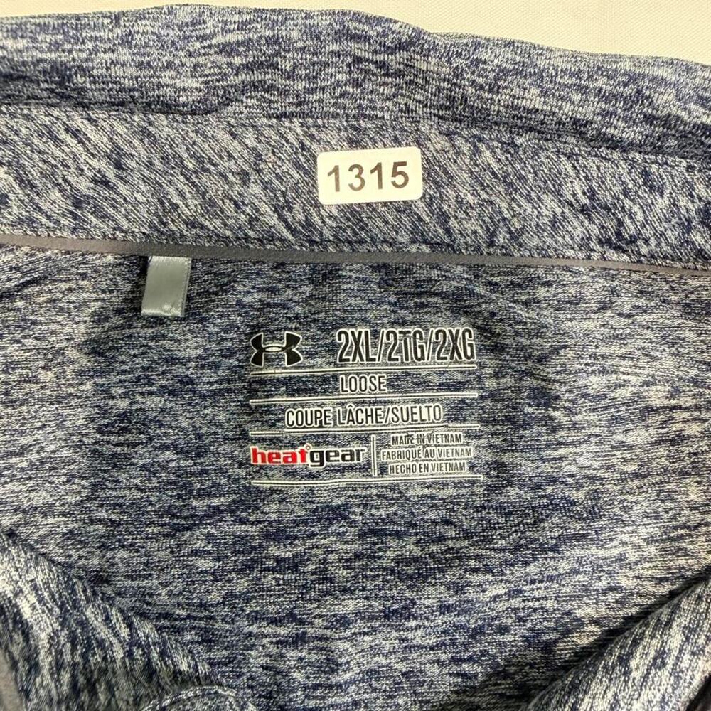 Under Armour blue and gray striped polo shirt in 2XL - Picture 3 of 5